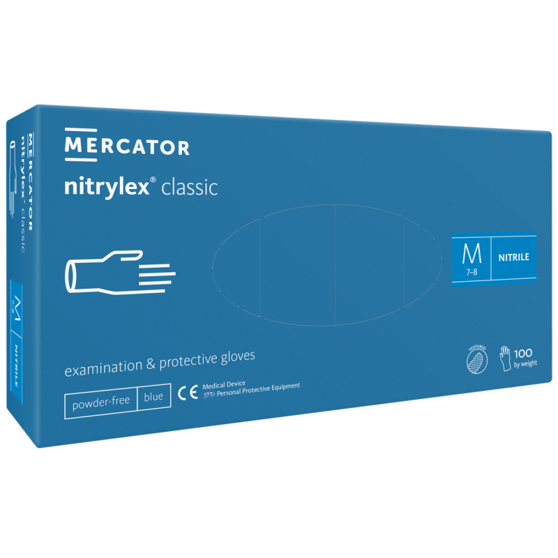 Mercator nitril kesztyű - kék orvosi púdermentes