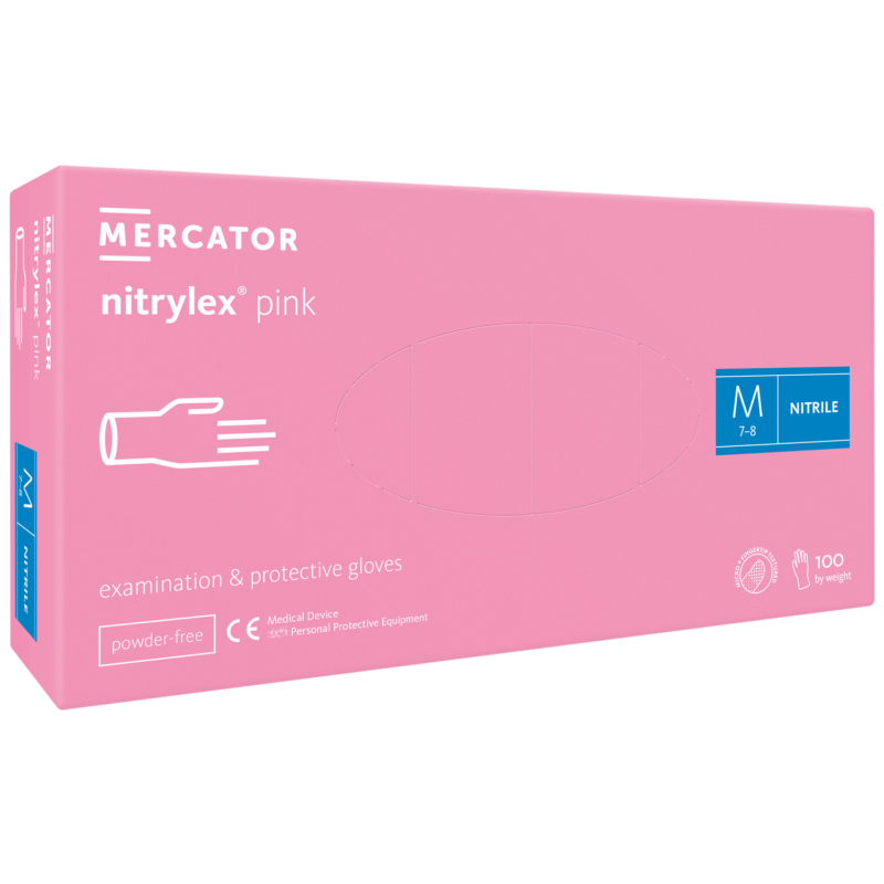 Mercator nitril kesztyű - rózsaszín orvosi púdermentes